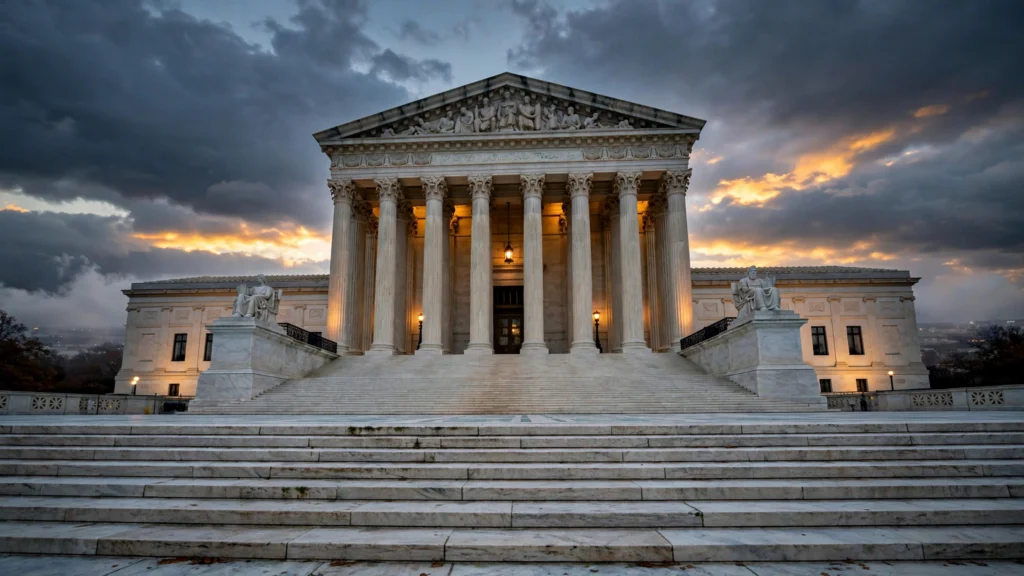 US Supreme Court building at dusk amid ruling on Trump third-country deportations policy