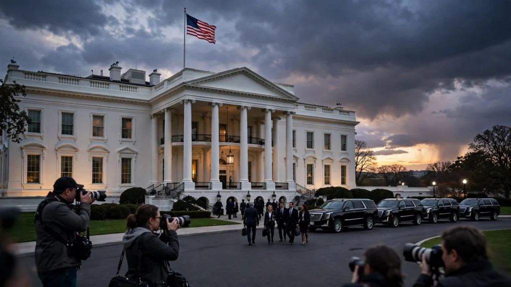 Trump AI regulation meeting with tech executives arriving at the White House for AI policy talks
