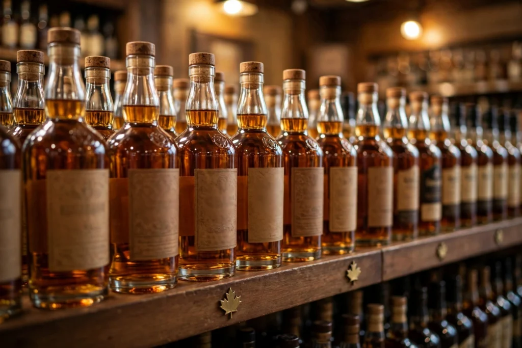 Canadian whiskey bottles affected by the Trump Canada import ban