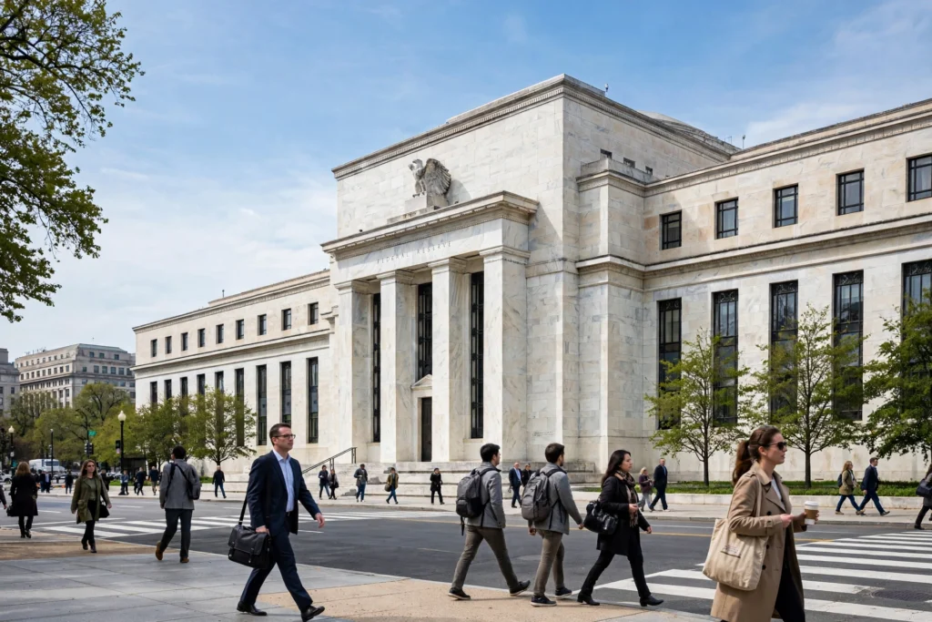 Federal Reserve building in Washington during Powell probe Fed renovation review