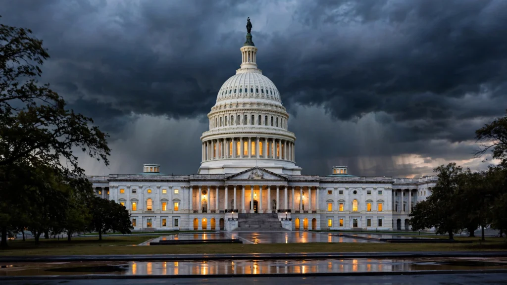 US Capitol exterior at dawn, editorial photo illustrating coverage of the Ilhan Omar deportation and denaturalization case