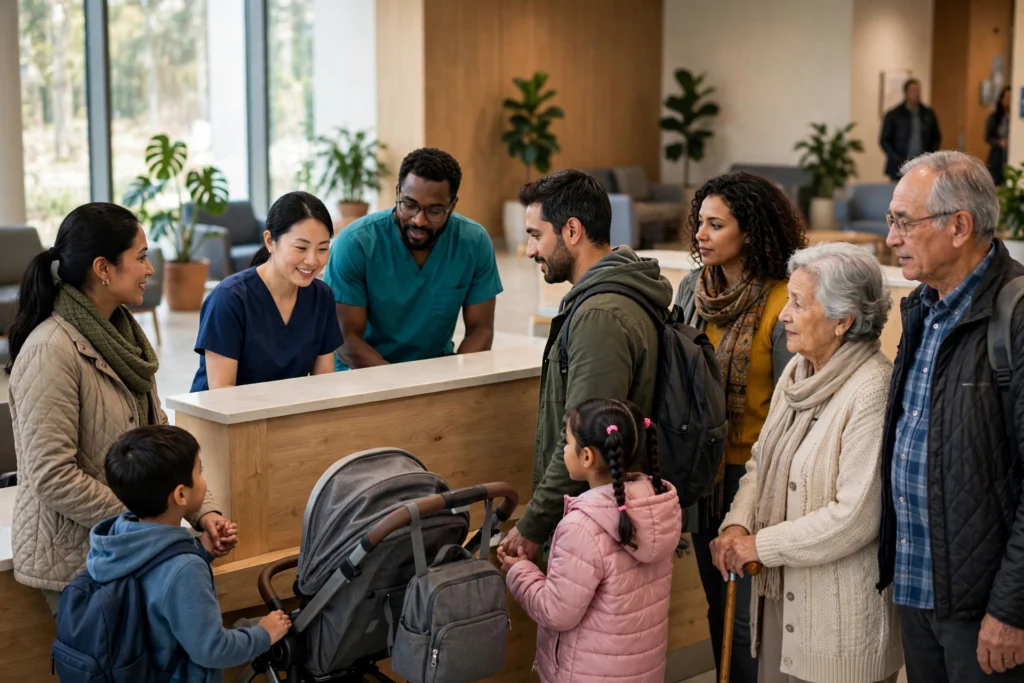 Hospital reception desk as Medicaid restrictions noncitizens rules take effect