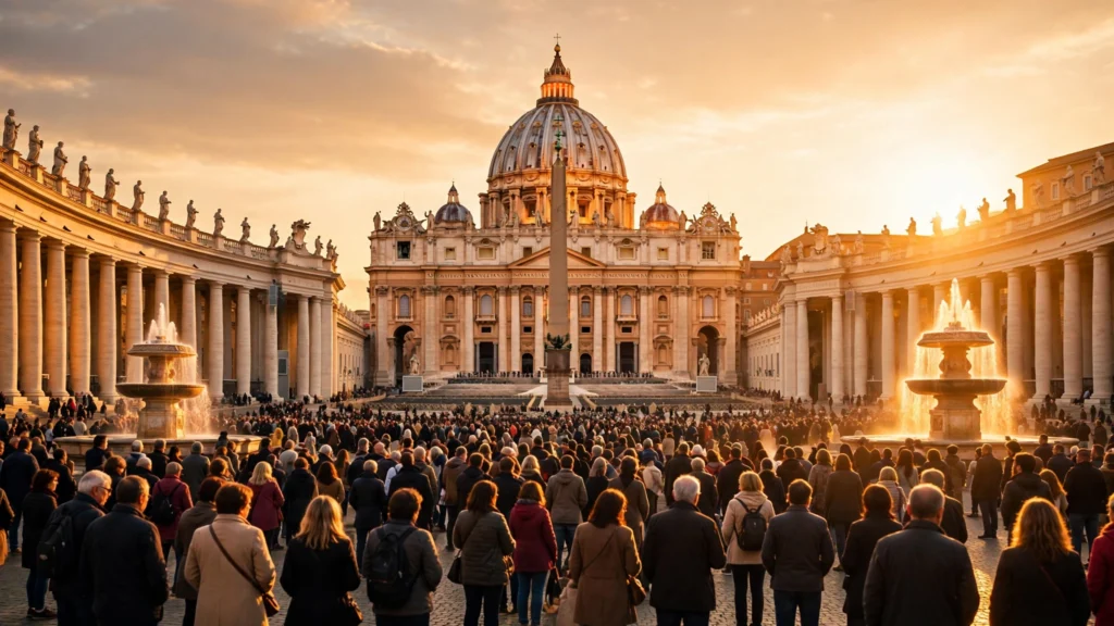 St. Peter's Square at Vatican City where Pope Leo announced his lung surgery