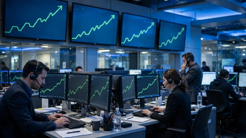 stock market today trading screens showing Nvidia and Bitcoin charts