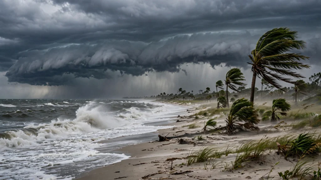 Tropical Storm Isaias satellite storm clouds over the Gulf Coast near Florida
