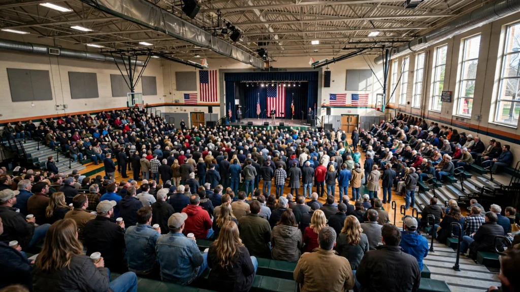 Crowd at Trump Ohio rally in Vandalia supporting Senate candidate